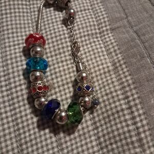 Elegant Silver and Multicolor Beaded Bracelet